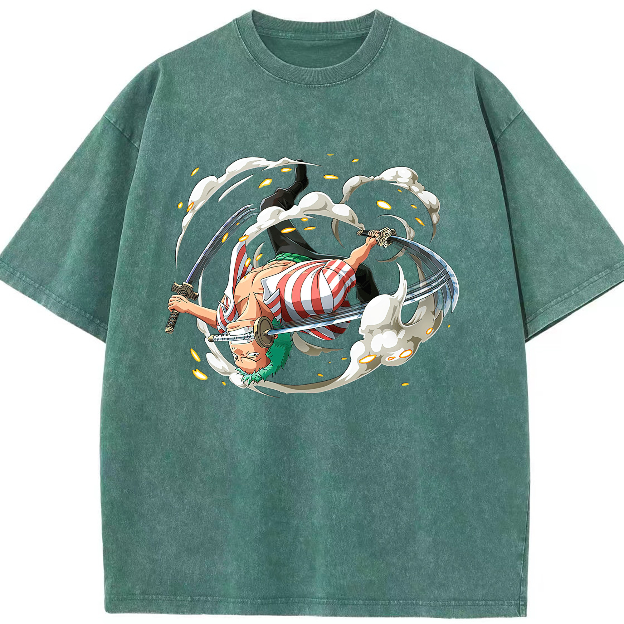 ワンピース ロロノア・ゾロ ONE PIECE Roronoa Zoro 綿100% ヴィンテージ風 半袖Tシャツ（フロントプリント）